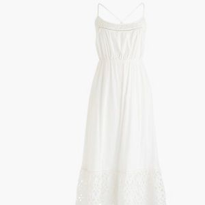 J.Crew Ruffle eyelet trim strappy dress in organic cotton